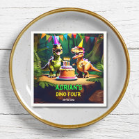 Dino four dinosaur birthday tableware template