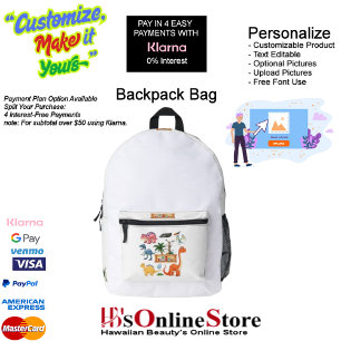 Dino Friends Backpack Print Cut Sew Bag