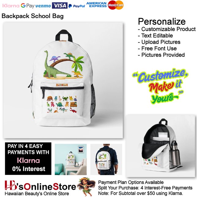 Dino Friends Backpack Print Cut Sew School Bag 7 (Dino Friends Backpack Print Cut Sew School Bag 7.)