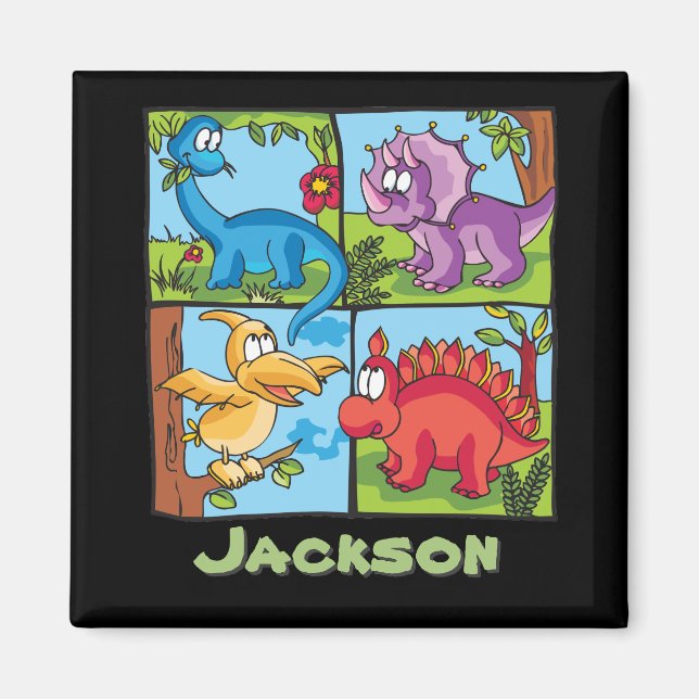 Dino Friends Personalised Magnet (Front)