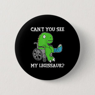 Dino Funny Get Well Broken Leg Gift Dinosaur With 6 Cm Round Badge