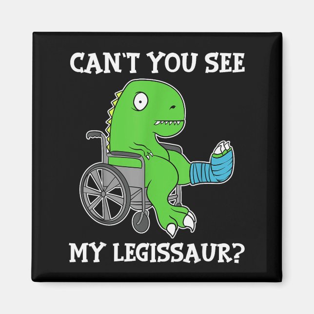 Dino Funny Get Well Broken Leg Gift Dinosaur With  Magnet (Front)