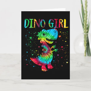 Dino Girl Dinosaur Lover Tie Dye Cute T-rex Hallow Card
