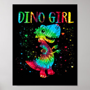 Dino Girl Dinosaur Lover Tie Dye Cute T-rex Hallow Poster