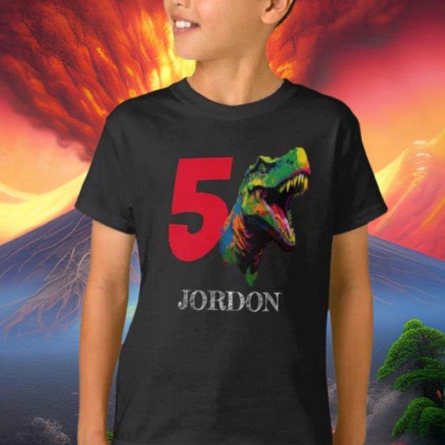 Dino Happy 5th Birthday T-Shirt (Bring your dream party to life with our selection of quality Dinosaur themed party supplies )
