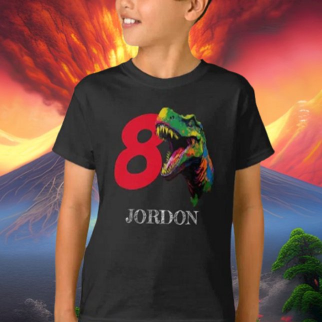 Dino Happy 8th Birthday T-Shirt (Bring your dream party to life with our selection of quality Dinosaur themed party supplies )