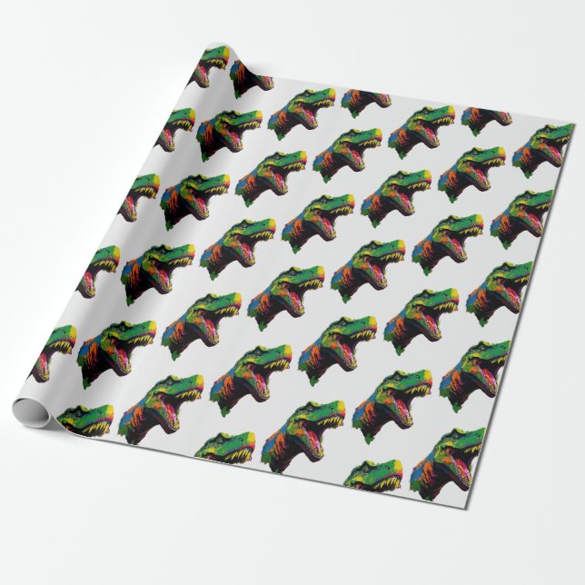 Dino happy Birthday children Wrapping Paper (Unrolled)