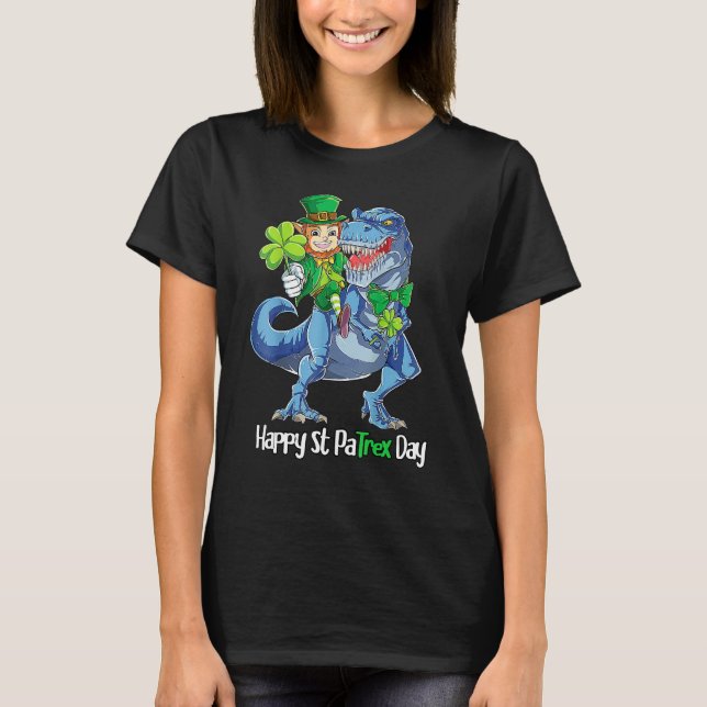 Dino Happy St Patrex Day Shirt Kids Toddler Boys L (Front)