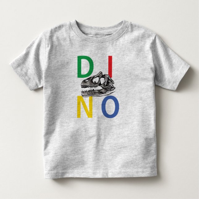DINO - Heather Grey Toddler Fine Jersey T-Shirt (Front)