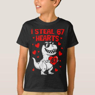 Dino Holding Heart I Steal 67 Hearts Funny Six Sev T-Shirt