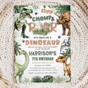 Dino Invite T-Rex Party Dinosaur Birthday Invitati