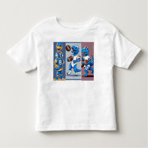 Dino Kickoff: White and Blue Football Fun Tee