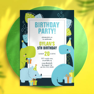 Dino Kids Birthday Party Invitation