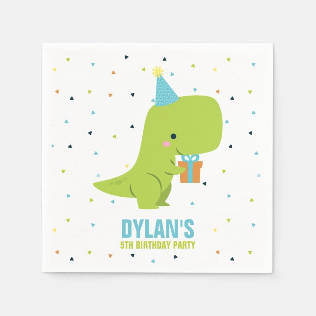 Dino Kids Birthday Party Napkin (Front)