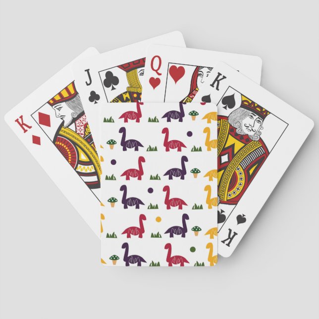 Dino Land Colourful Pattern Playing Cards (Back)