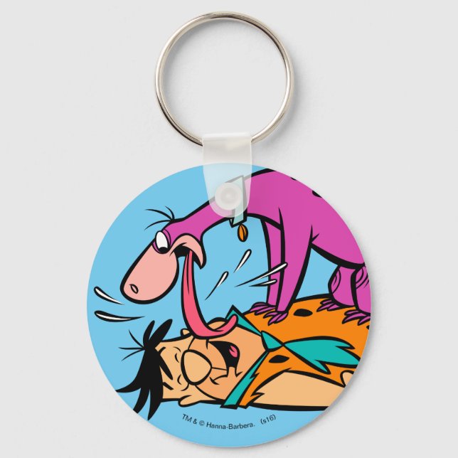 Dino Licking Fred Flintstone Key Ring (Front)