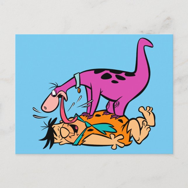 Dino Licking Fred Flintstone Postcard (Front)
