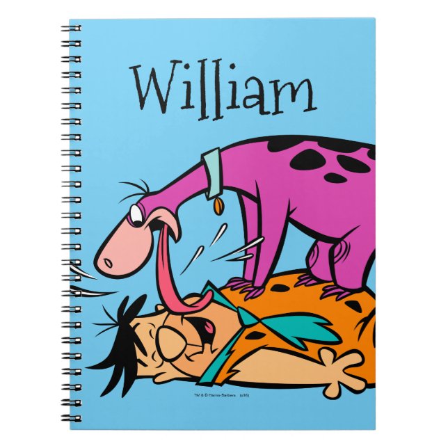Dino Licking Fred Flintstone Spiral Notebook (Front)