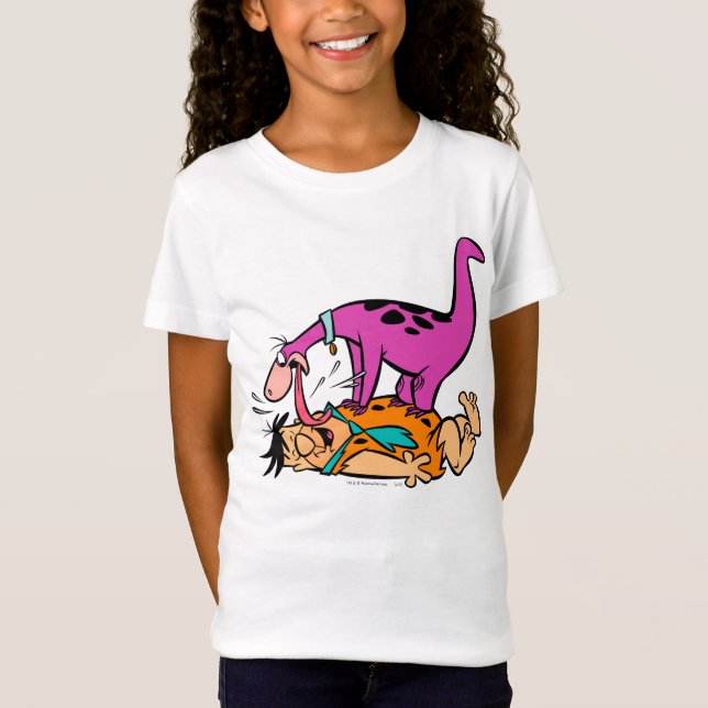 Dino Licking Fred Flintstone T-Shirt (Front)