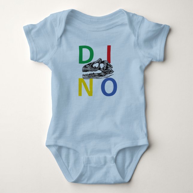 DINO - Light Blue Baby Jersey Bodysuit (Front)