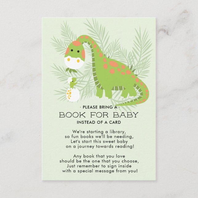 Dino Love Boys Baby Shower  Book for Baby Card (Front)