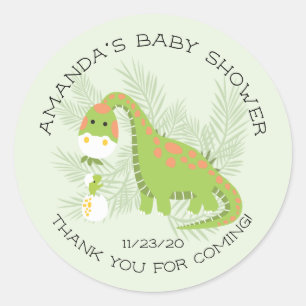 Dino Love Boys Baby Shower Favour Sticker