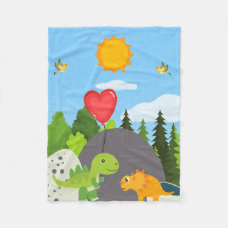 Dino Love in the Sun Fleece Blanket