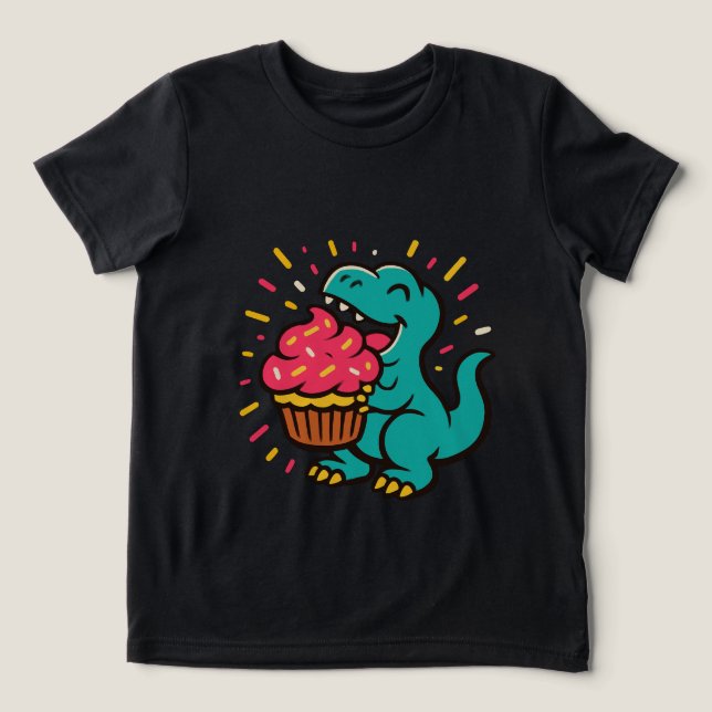 Dino Loves Cupcakes  Tri-Blend Shirt (Design Front)