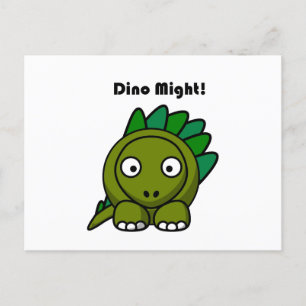 Dino Might Green Stegosaurus Funny Kids Cartoon Postcard