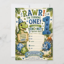 Dino-Mite 1st Birthday Invitation