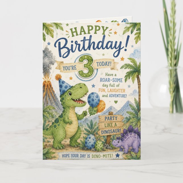 Dino-Mite 3rd Birthday Card (Front)