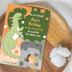 Dino-mite Birthday Bash! Hand-Drawn Dinosaur Invit Invitation