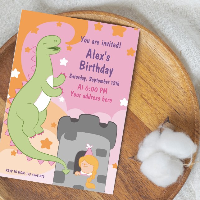 Dino-mite Birthday Bash! Hand-Drawn Dinosaur Invitation (Dino-mite Birthday Bash Hand-Drawn Dinosaur Invitation)