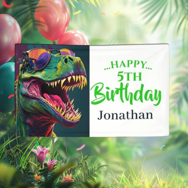 Dino-Mite Birthday Celebration Banner (Roar-Some T-Rex Dinosaur Birthday Signs for Dino Lovers!)
