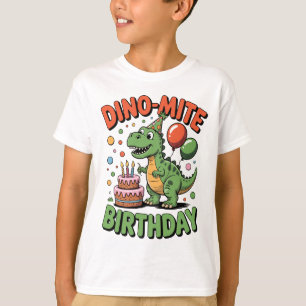 Dino-Mite Birthday Nostalgic Cartoon Style Tshirts