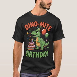 Dino-Mite Birthday Nostalgic Cartoon Style Tshirts