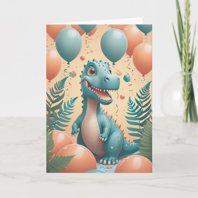 Dino-Mite Birthday Roar in Cool Mint Card (Front)