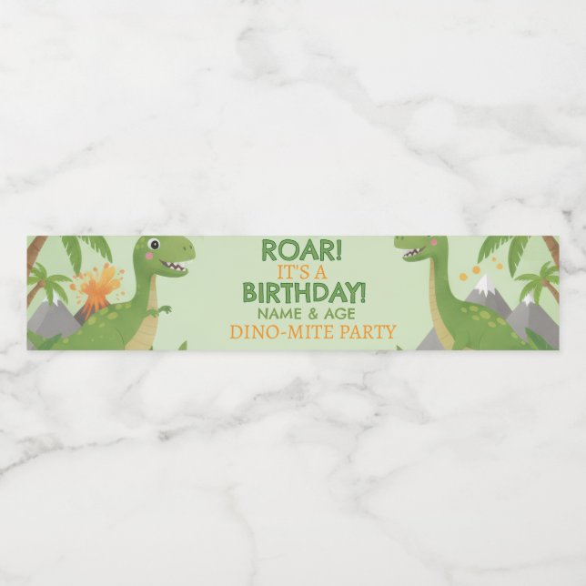 Dino-Mite Birthday Water Bottle Labels | Roar!  (Single Label)