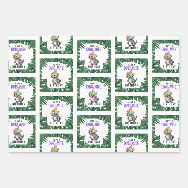 Dino-mite Birthday Wrapping Sheets (Front)