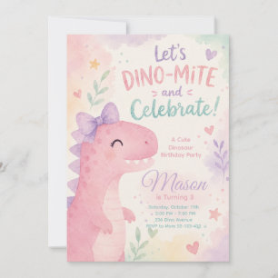 Dino-Mite Celebrate Dinosaur Invitation Editable