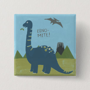 Dino-mite Dinosaur 15 Cm Square Badge