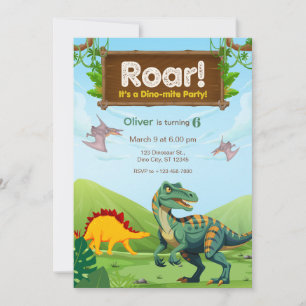 Dino-Mite Dinosaur Birthday Party Invitation