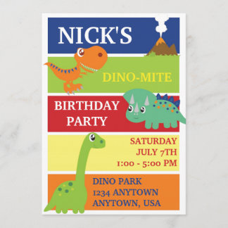 DINO-MITE DINOSAUR BIRTHDAY PARTY INVITATION
