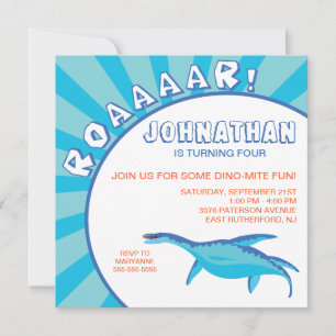 Dino-Mite Dinosaur Invitation - Blue