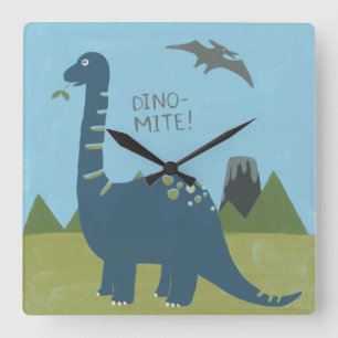 Dino-mite Dinosaur Square Wall Clock