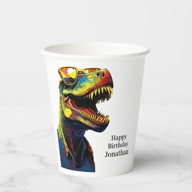 Dino-Mite Fun for Your Child’s Birthday Paper Cups (Front)