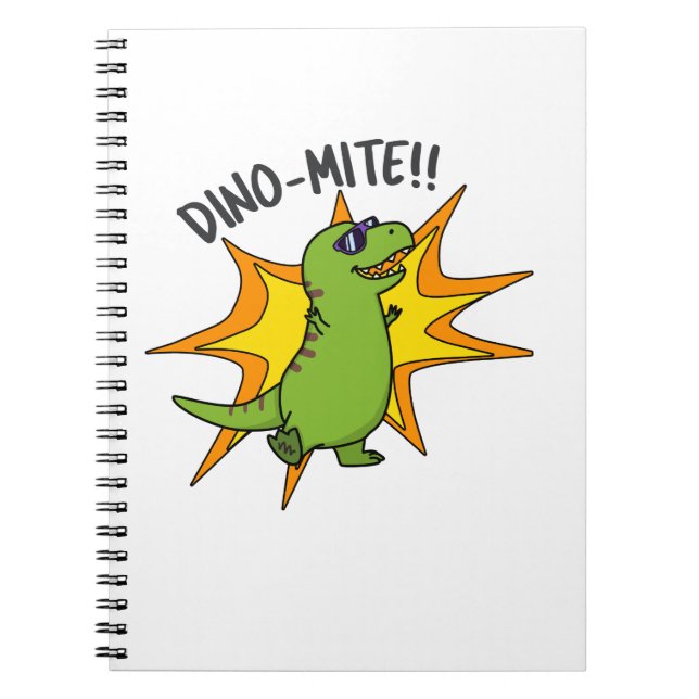 Dino-mite Funny TRex Dinosaur Pun Notebook (Front)