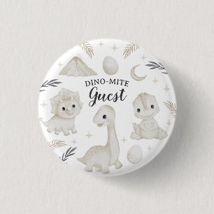 Dino-Mite Guest Dinosaur Birthday Party 3 Cm Round Badge
