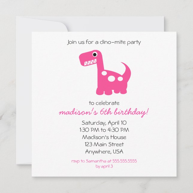 Dino-mite Invitation (Front)