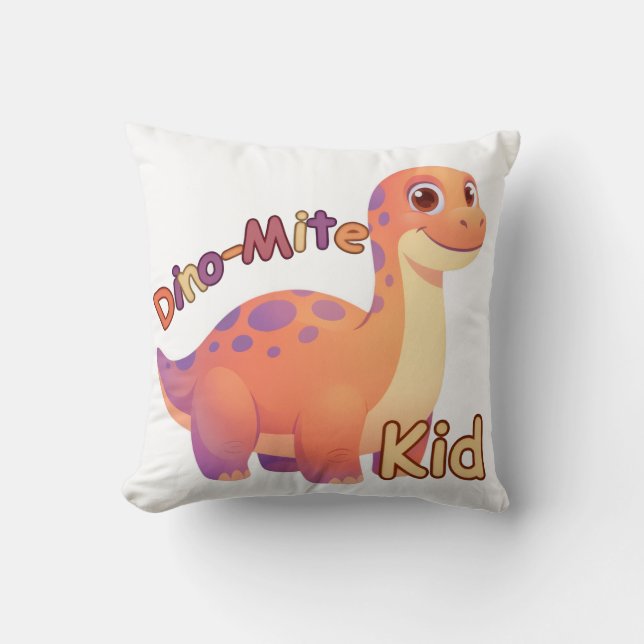 Dino-Mite Kid Throw Pillow (Front)